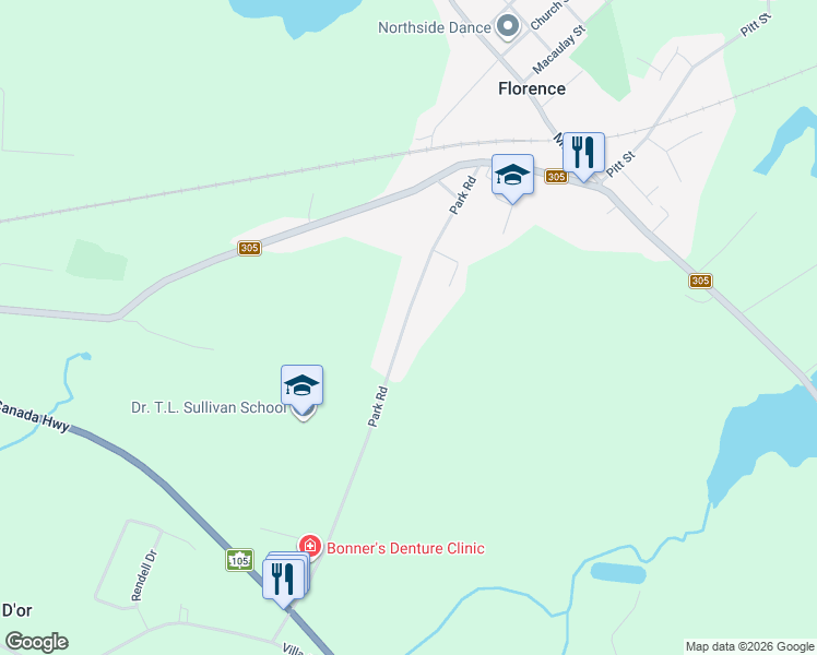 map of restaurants, bars, coffee shops, grocery stores, and more near 27 Crystal Drive in Florence