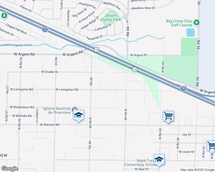 map of restaurants, bars, coffee shops, grocery stores, and more near 4607 W Livingston Rd in Pasco