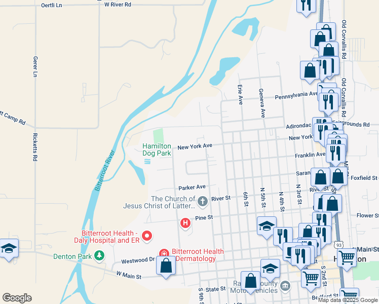 map of restaurants, bars, coffee shops, grocery stores, and more near 816 New York Avenue in Hamilton