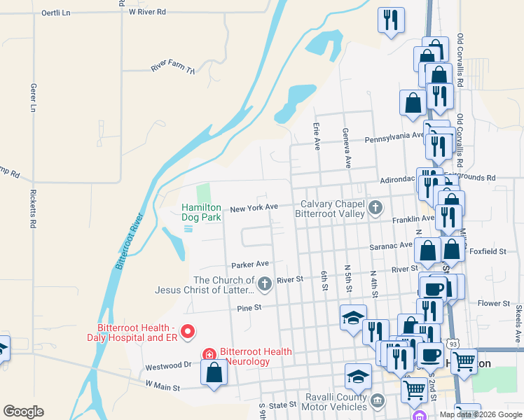 map of restaurants, bars, coffee shops, grocery stores, and more near 816 New York Avenue in Hamilton