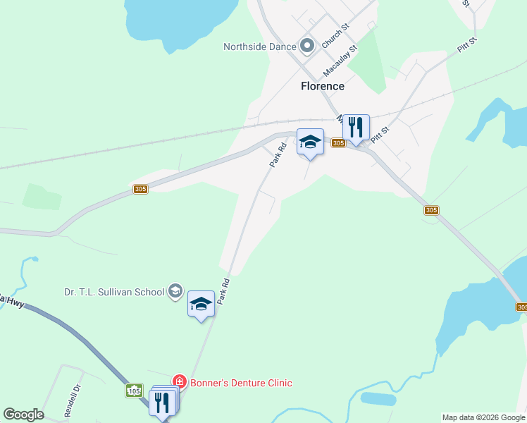 map of restaurants, bars, coffee shops, grocery stores, and more near 27 Crystal Drive in Florence