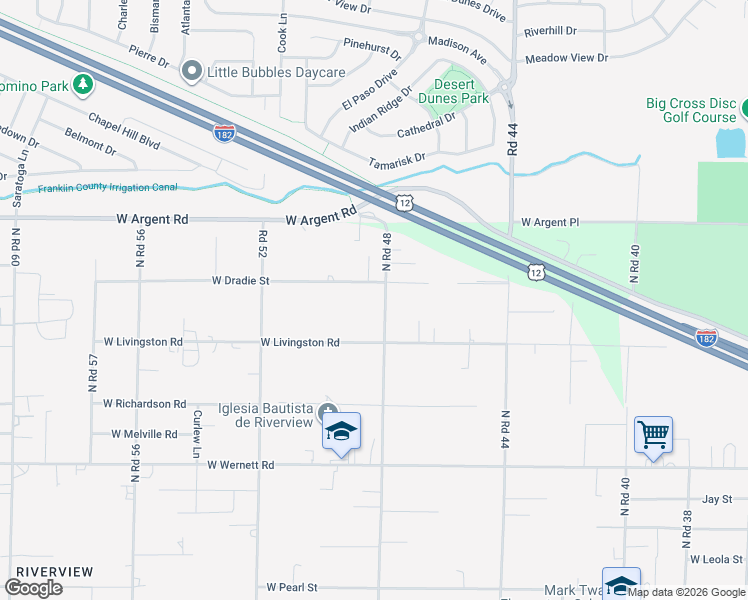 map of restaurants, bars, coffee shops, grocery stores, and more near 2808 North Road 48 in Pasco