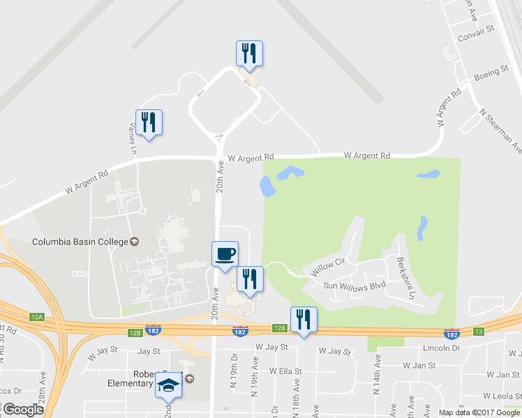 map of restaurants, bars, coffee shops, grocery stores, and more near 2815 Saint Andrews Loop in Pasco