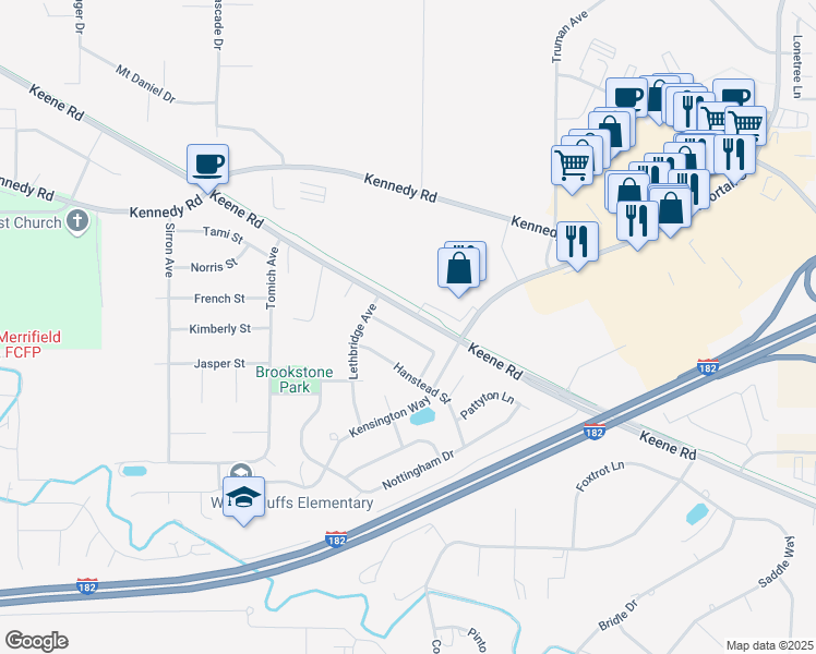 map of restaurants, bars, coffee shops, grocery stores, and more near 3558 Waterford Street in Richland