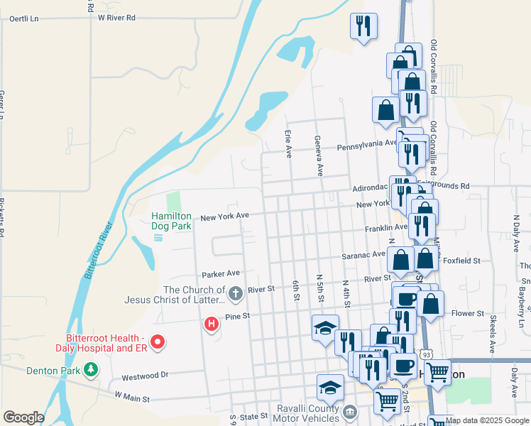 map of restaurants, bars, coffee shops, grocery stores, and more near 698 New York Avenue in Hamilton