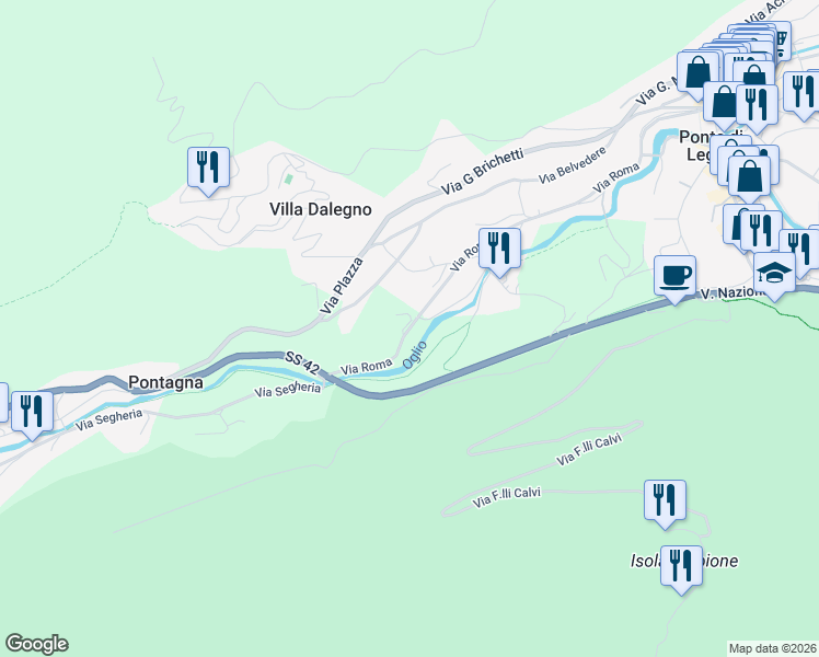 map of restaurants, bars, coffee shops, grocery stores, and more near 82 Via Roma in Iseo