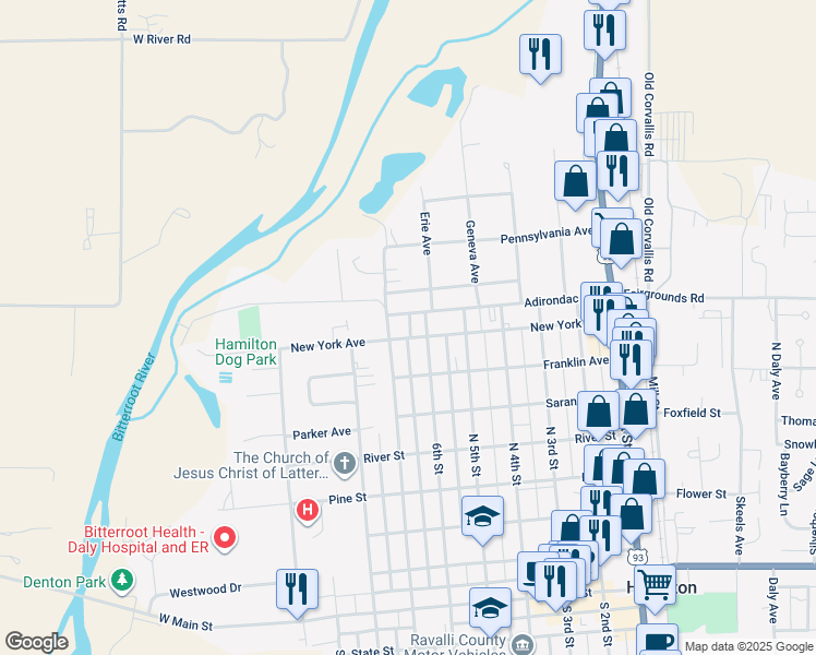 map of restaurants, bars, coffee shops, grocery stores, and more near 646-698 New York Avenue in Hamilton