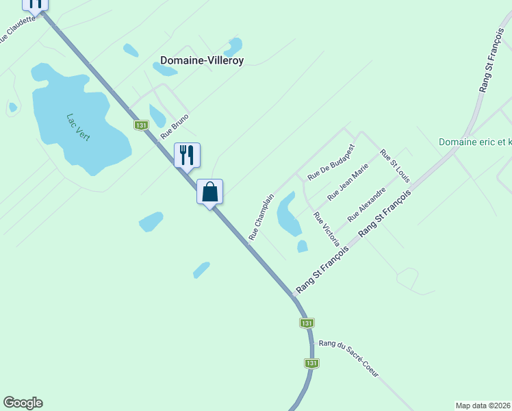 map of restaurants, bars, coffee shops, grocery stores, and more near 400 Rue Champlain in Saint-Jean-de-Matha