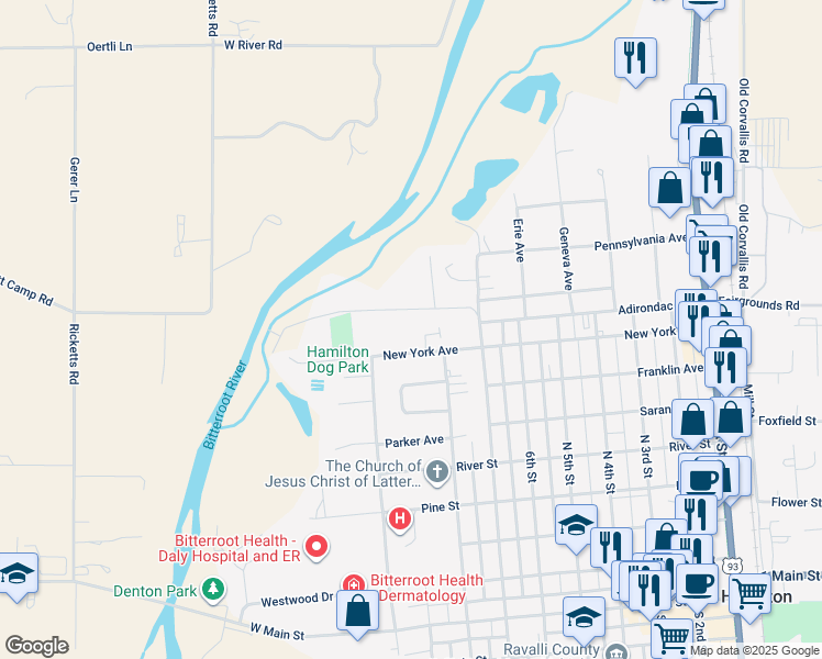 map of restaurants, bars, coffee shops, grocery stores, and more near 816 New York Avenue in Hamilton