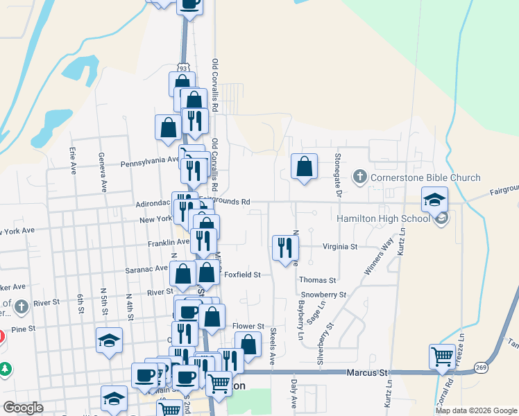 map of restaurants, bars, coffee shops, grocery stores, and more near 122 Kayne Road in Hamilton
