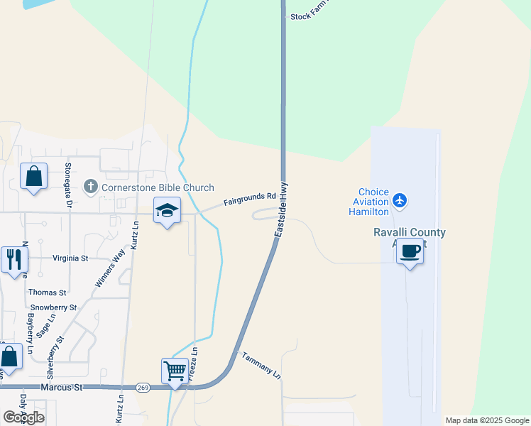 map of restaurants, bars, coffee shops, grocery stores, and more near 405-999 Fairgrounds Road in Hamilton