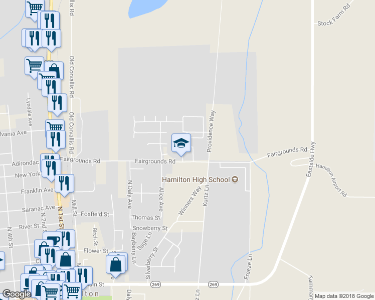 map of restaurants, bars, coffee shops, grocery stores, and more near 150 Morning Star Way in Hamilton