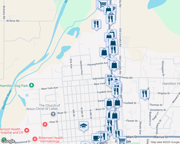 map of restaurants, bars, coffee shops, grocery stores, and more near 103 Belmont Avenue in Hamilton