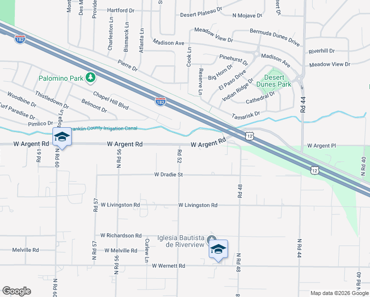 map of restaurants, bars, coffee shops, grocery stores, and more near 5116 West Argent Road in Pasco