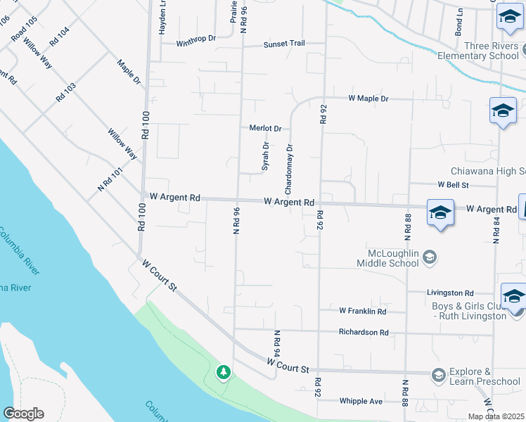 map of restaurants, bars, coffee shops, grocery stores, and more near 9416 West Argent Road in Pasco