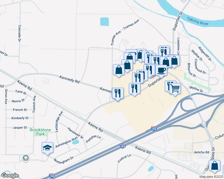 map of restaurants, bars, coffee shops, grocery stores, and more near 761 Truman Avenue in Richland