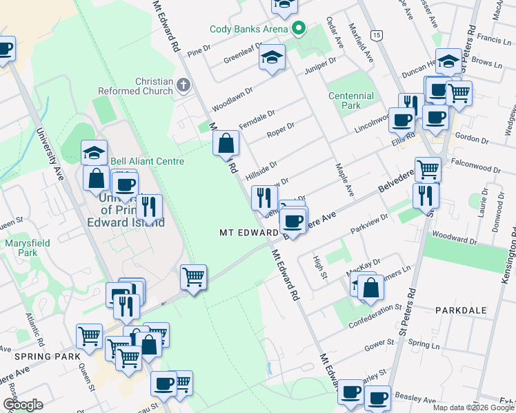 map of restaurants, bars, coffee shops, grocery stores, and more near in Charlottetown