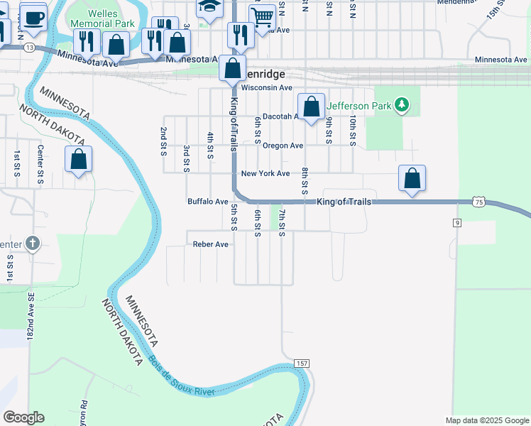 map of restaurants, bars, coffee shops, grocery stores, and more near 608 6th Street South in Breckenridge