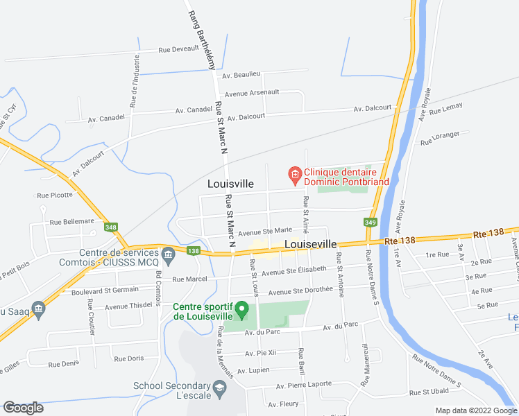 map of restaurants, bars, coffee shops, grocery stores, and more near 332 Avenue Saint Jacques in Louiseville