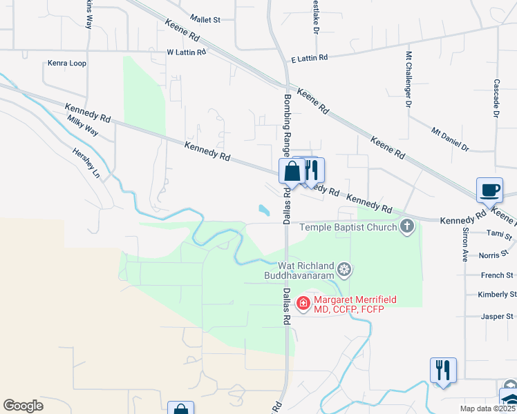 map of restaurants, bars, coffee shops, grocery stores, and more near 4711 Dallas Road in West Richland