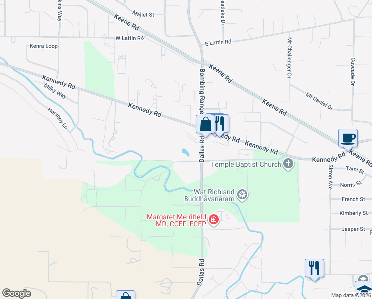 map of restaurants, bars, coffee shops, grocery stores, and more near 4711 Dallas Road in West Richland