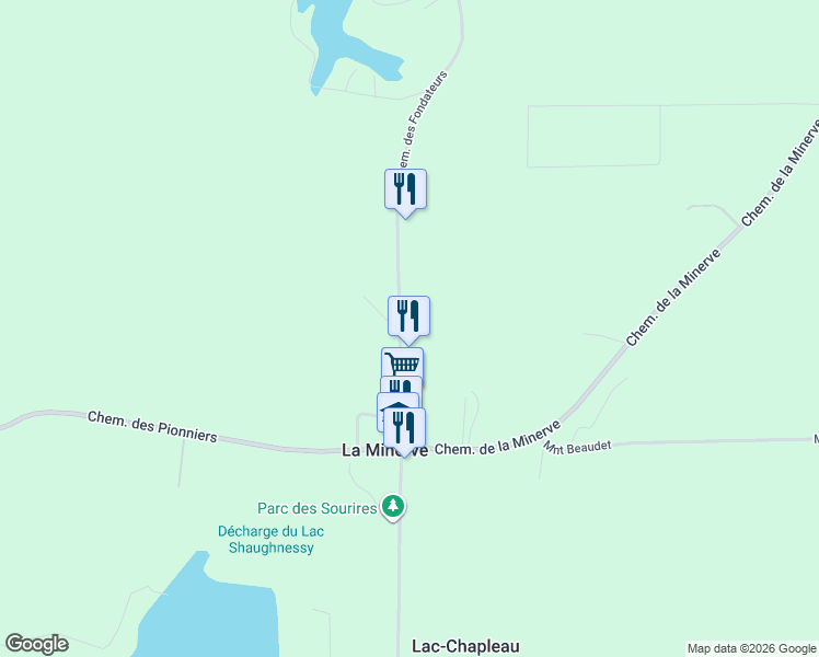 map of restaurants, bars, coffee shops, grocery stores, and more near 166 Chemin des Fondateurs in La Minerve