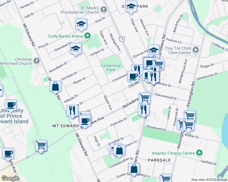 map of restaurants, bars, coffee shops, grocery stores, and more near in Charlottetown