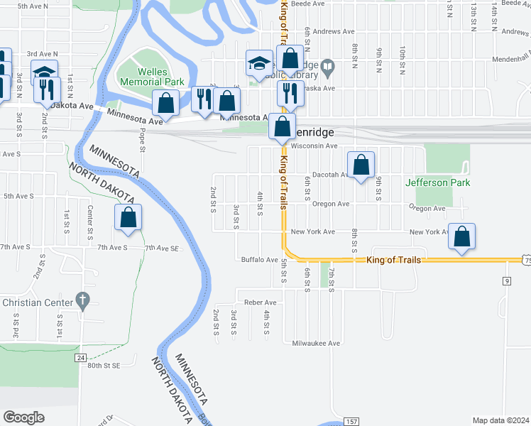 map of restaurants, bars, coffee shops, grocery stores, and more near 331 4th Street South in Breckenridge