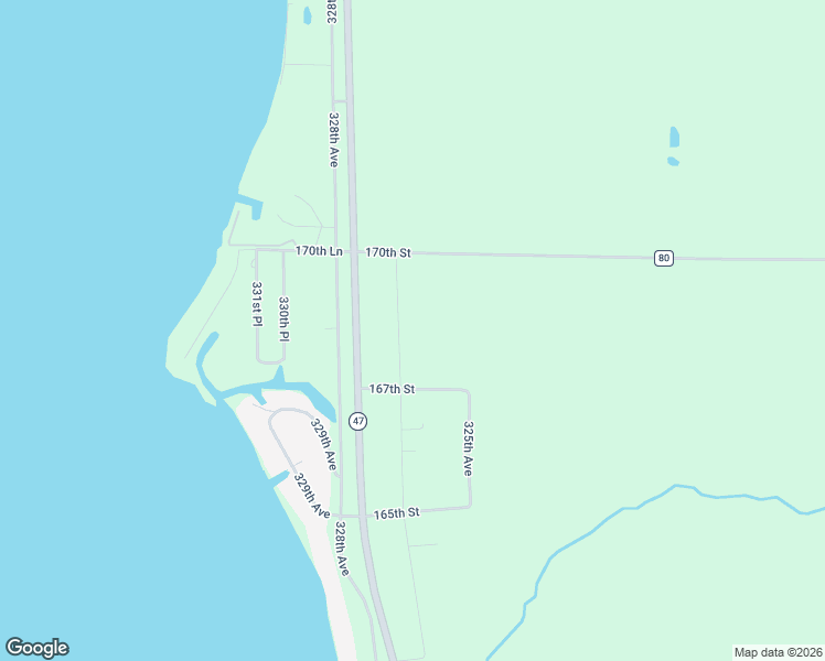 map of restaurants, bars, coffee shops, grocery stores, and more near 16846 326th Avenue in Isle