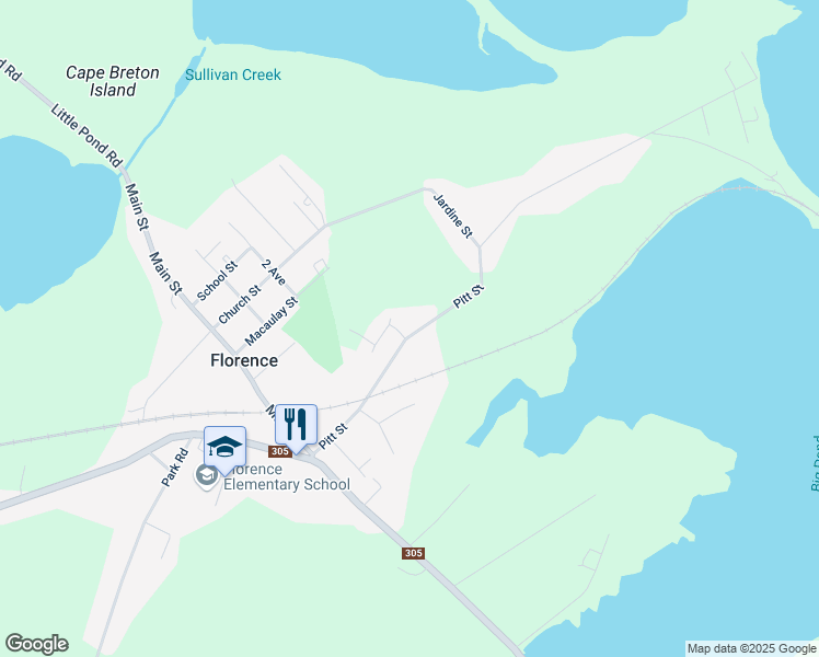 map of restaurants, bars, coffee shops, grocery stores, and more near 125 Pitt Street in Florence