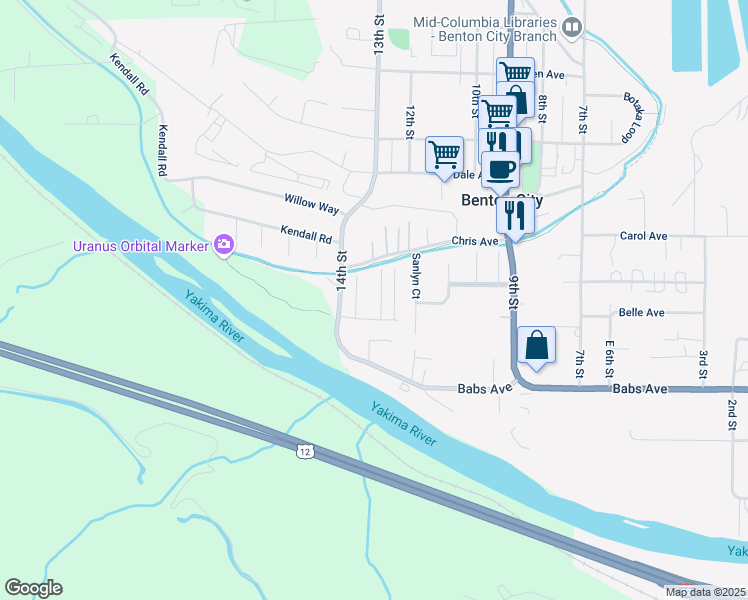 map of restaurants, bars, coffee shops, grocery stores, and more near 400 14th Street in Benton City
