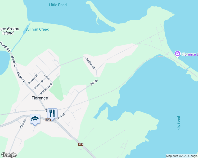 map of restaurants, bars, coffee shops, grocery stores, and more near 184 Pitt Street in Florence