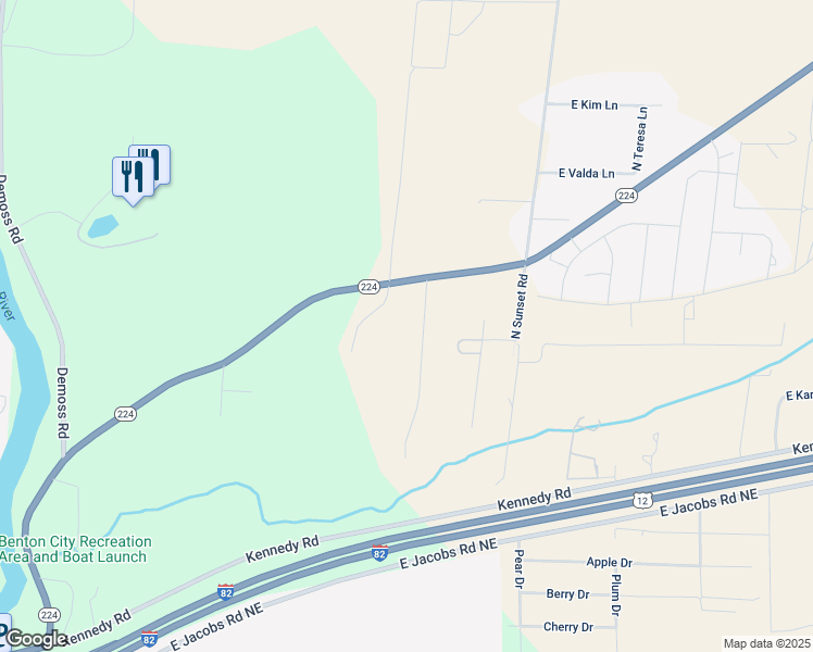 map of restaurants, bars, coffee shops, grocery stores, and more near 33604 Hummingbird PR Northeast in Benton City