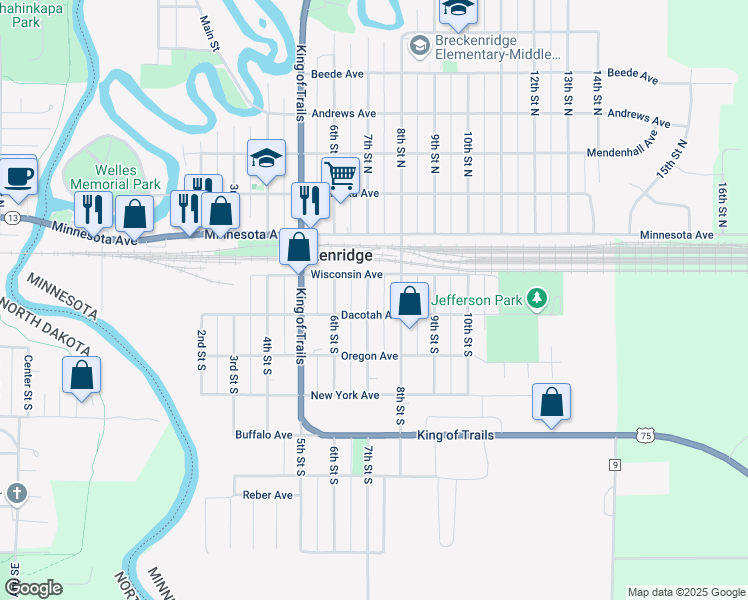 map of restaurants, bars, coffee shops, grocery stores, and more near 224 7th Street South in Breckenridge