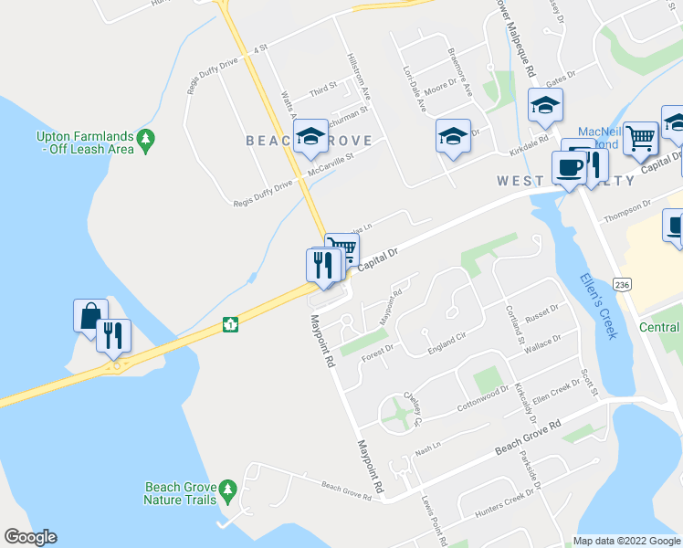 map of restaurants, bars, coffee shops, grocery stores, and more near Charlottetown Perimeter Highway in Charlottetown