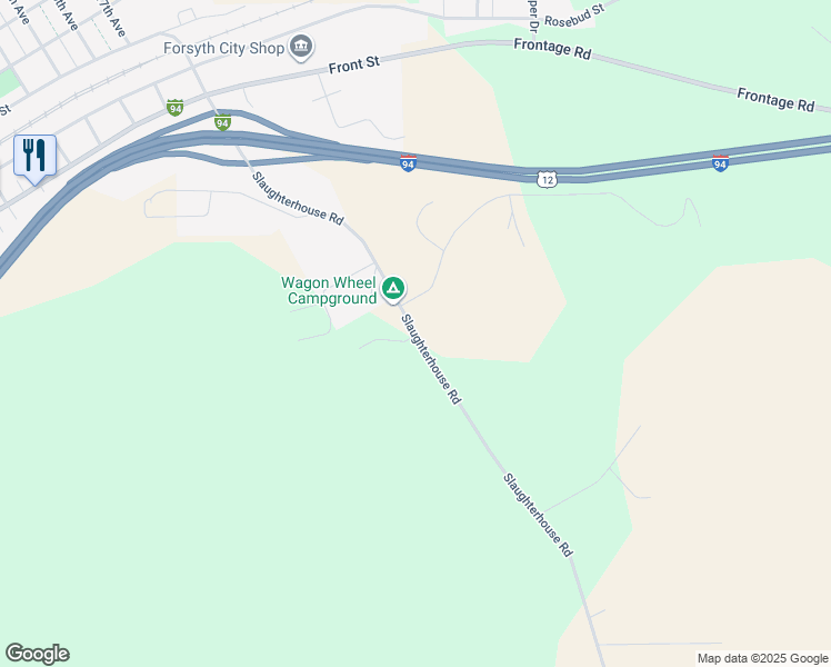 map of restaurants, bars, coffee shops, grocery stores, and more near Slaughterhouse Road in Forsyth