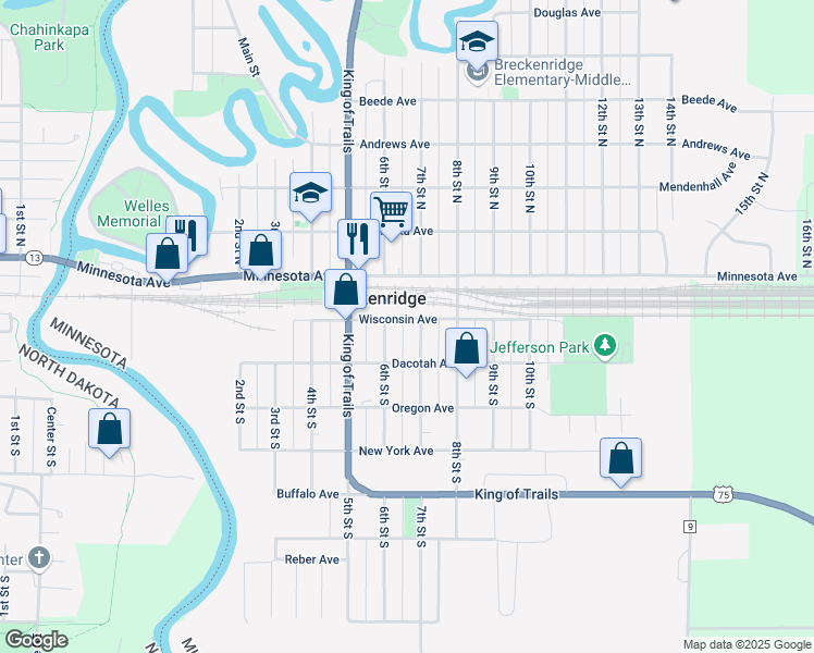 map of restaurants, bars, coffee shops, grocery stores, and more near 224 7th Street South in Breckenridge
