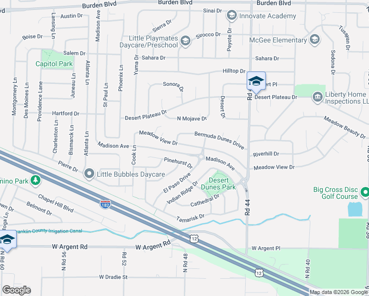 map of restaurants, bars, coffee shops, grocery stores, and more near 4805 Pinehurst Drive in Pasco