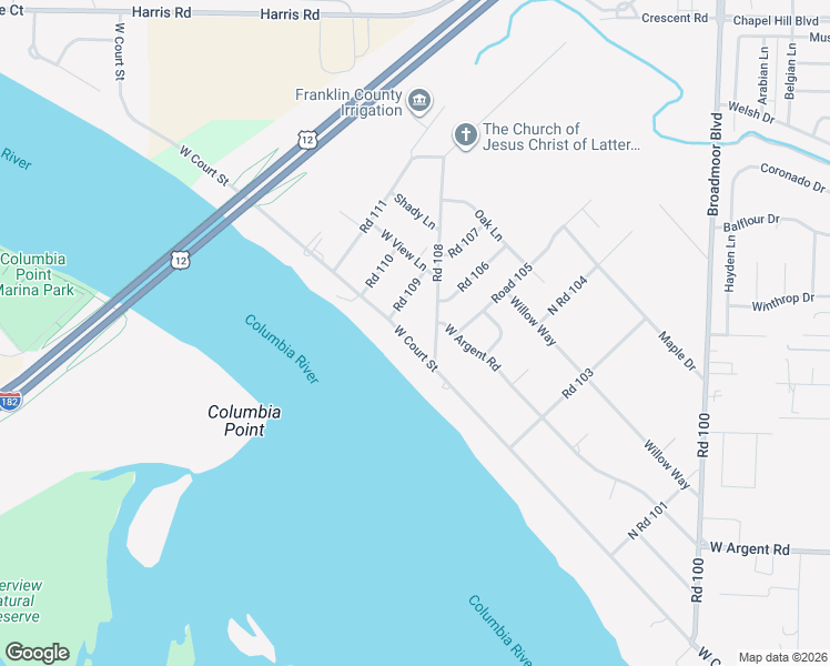 map of restaurants, bars, coffee shops, grocery stores, and more near 3809 Road 109 in Pasco