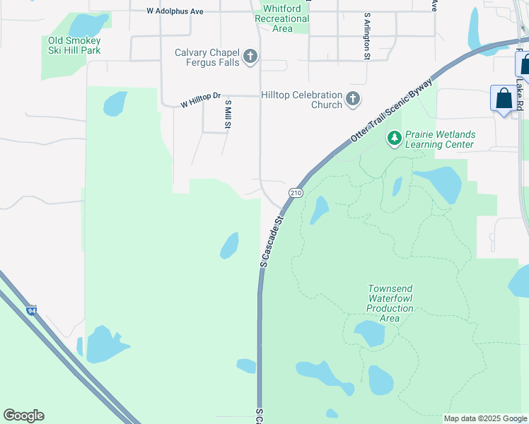 map of restaurants, bars, coffee shops, grocery stores, and more near 2002 South Cascade Street in Fergus Falls