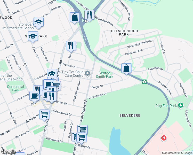 map of restaurants, bars, coffee shops, grocery stores, and more near 78 Callbeck Crescent in Charlottetown