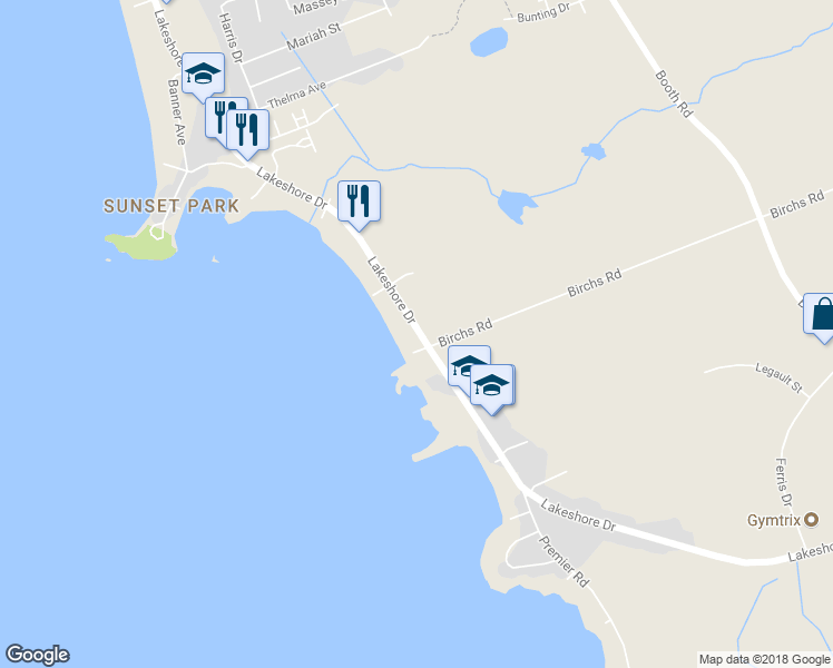 map of restaurants, bars, coffee shops, grocery stores, and more near 763 Lakeshore Drive in North Bay