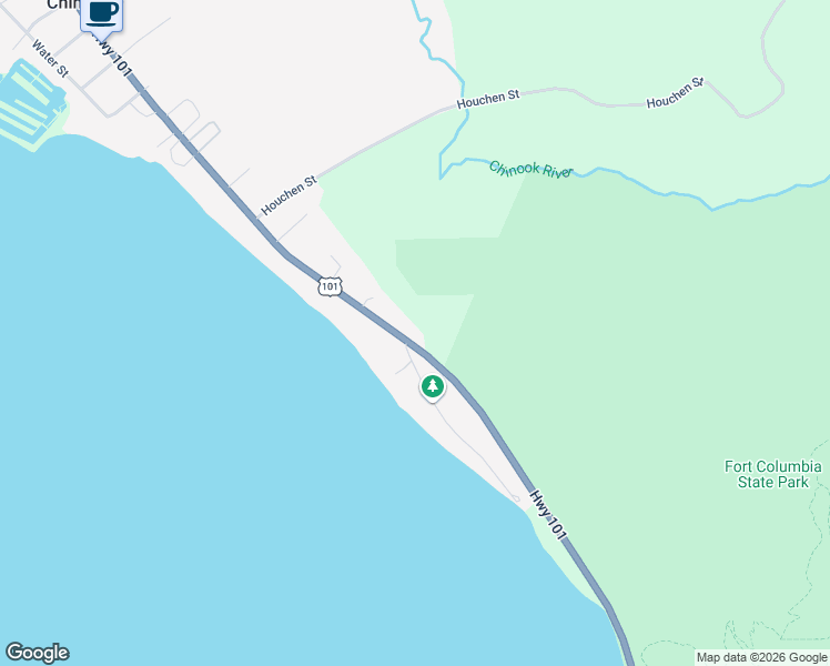 map of restaurants, bars, coffee shops, grocery stores, and more near U.S. 101 in Chinook