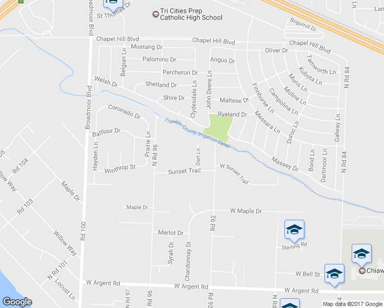 map of restaurants, bars, coffee shops, grocery stores, and more near 9321 Sunset Trail in Pasco