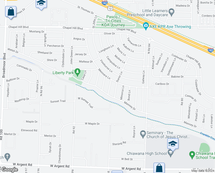map of restaurants, bars, coffee shops, grocery stores, and more near 4210 Cornish Lane in Pasco