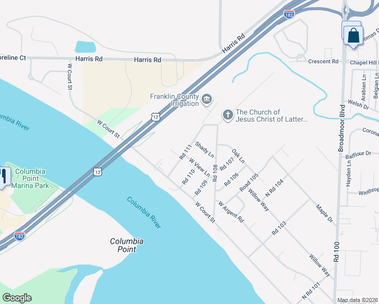 map of restaurants, bars, coffee shops, grocery stores, and more near 4100-4198 Road 111 in Pasco