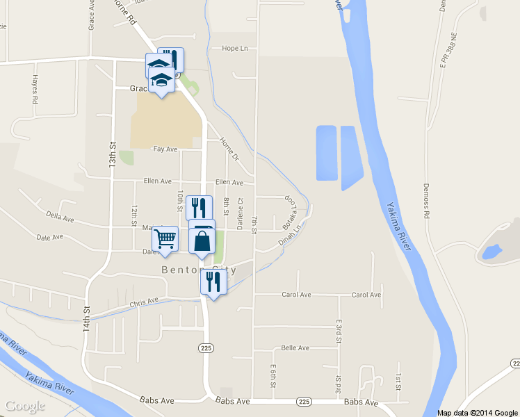 map of restaurants, bars, coffee shops, grocery stores, and more near 706 7th Street in Benton City