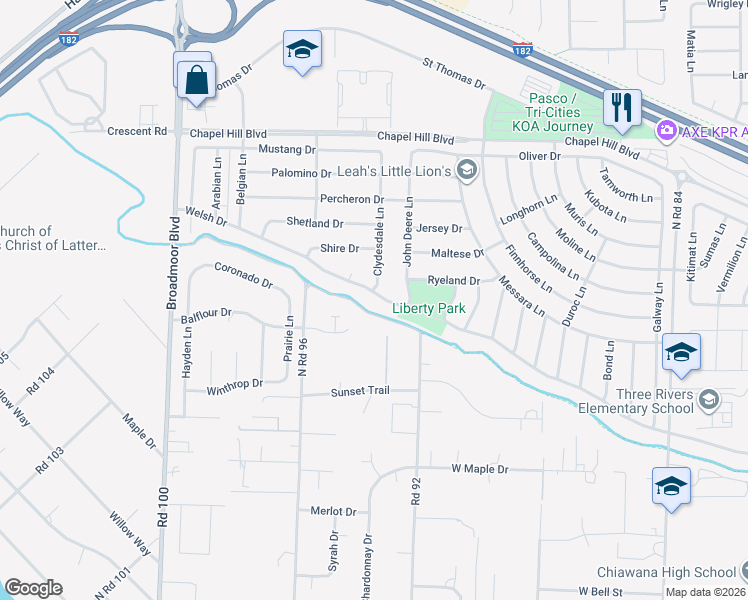 map of restaurants, bars, coffee shops, grocery stores, and more near 9311 Welsh Drive in Pasco