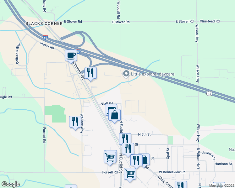 map of restaurants, bars, coffee shops, grocery stores, and more near 804 N Euclid St in Grandview
