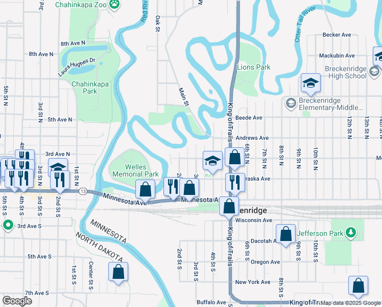 map of restaurants, bars, coffee shops, grocery stores, and more near 305 3rd Street North in Breckenridge